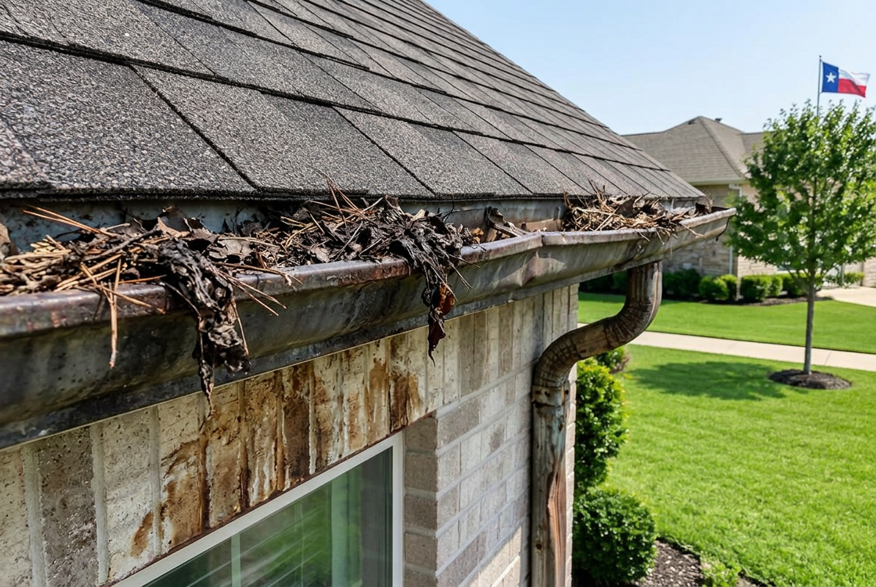 Before: gutter replacement with gutter screens